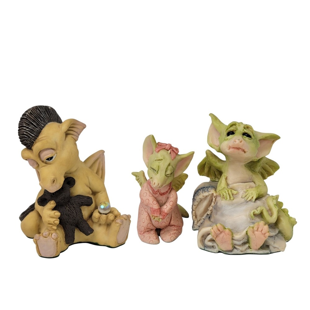 Dragon Figurines Lot of 3 Pocket‎ Krystonia Pretty N Pink Koolz Bear Sleepyhead